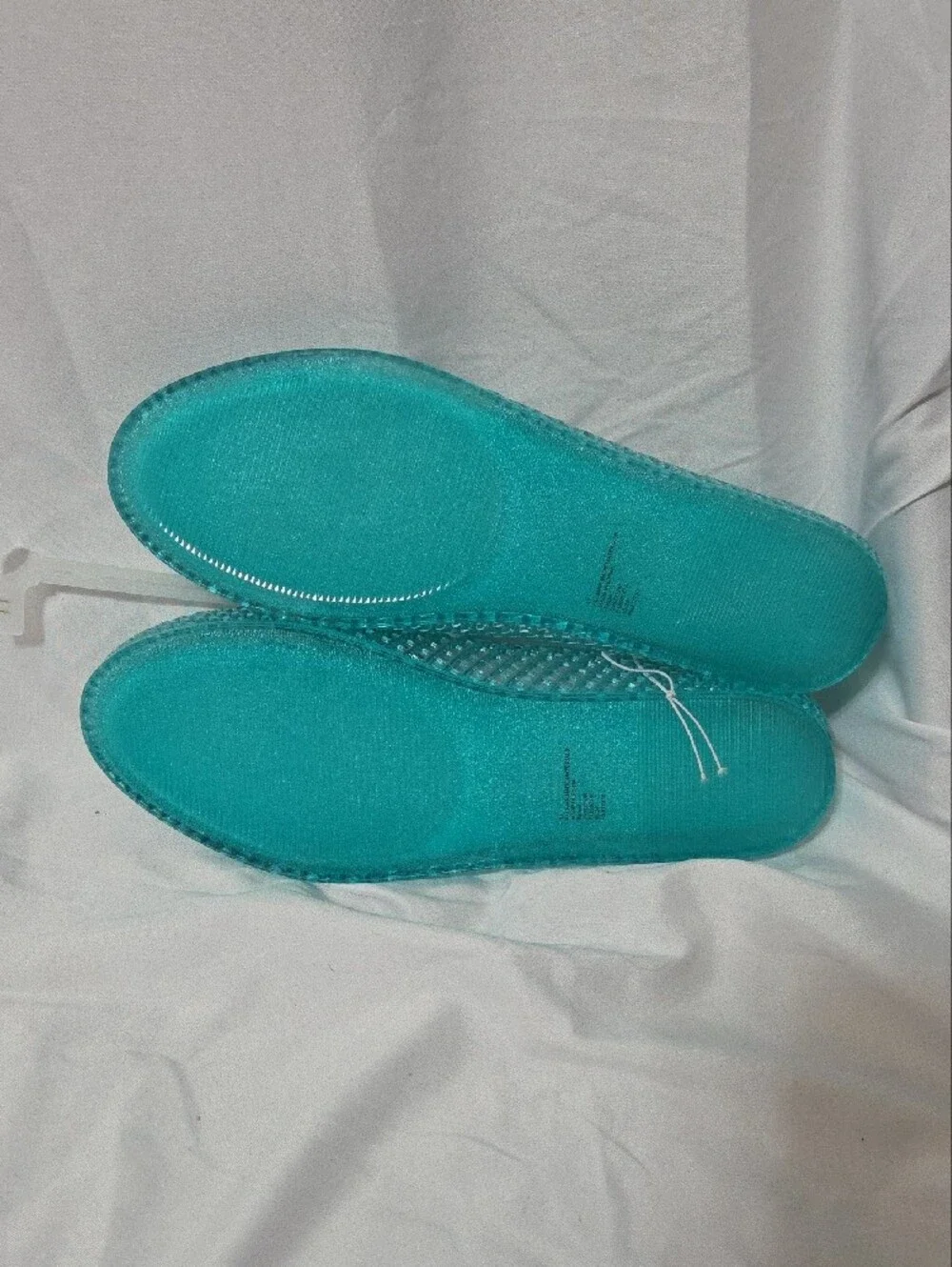 Teal Translucent Jelly Shoes Woven Flats, Size 11, Memory Foam Insoles, New